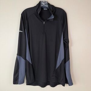 SUBARU BLACK LABEL Mens Large Black and Gray 1/4 Zip Long Sleeve Pullover Drive